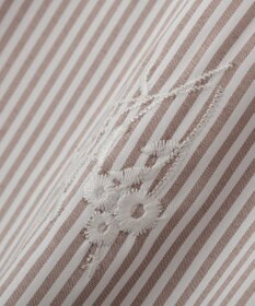 YECCA VECCA ストライプ柄フラワー刺繍ワンピース