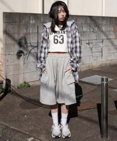 WEGO 【ユニセックス着用ITEM/MLサイズ展開】オンブレチェックフードシャツ（LS）