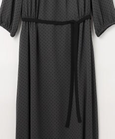 J.PRESS LADIES L 【洗える】ドットフロッキープリント ワンピース