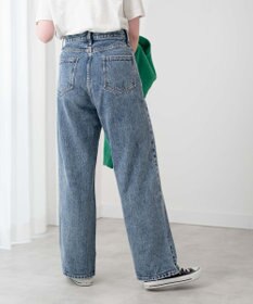WEGO ウエストフィットワイドストレートデニムパンツ