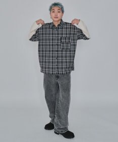 WEGO 【ユニセックス着用ITEM/MLサイズ展開】チェックレイヤードシャツ（LS）