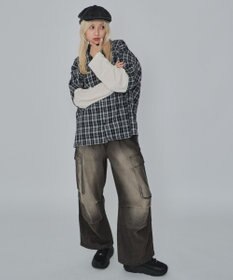 WEGO 【ユニセックス着用ITEM/MLサイズ展開】チェックレイヤードシャツ（LS）