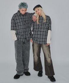 WEGO 【ユニセックス着用ITEM/MLサイズ展開】チェックレイヤードシャツ（LS）