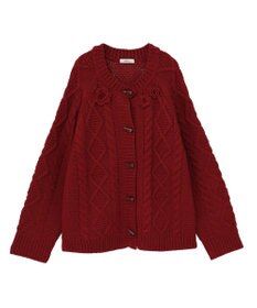 earth music&ecology 【一部予約】フラワーモチーフトグルボタンニットカーディガン