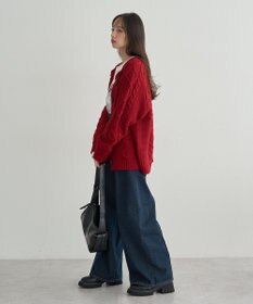 earth music&ecology 【一部予約】フラワーモチーフトグルボタンニットカーディガン