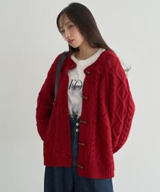 earth music&ecology 【一部予約】フラワーモチーフトグルボタンニットカーディガン