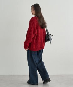 earth music&ecology 【一部予約】フラワーモチーフトグルボタンニットカーディガン