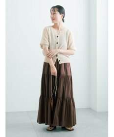 Te chichi 【2WAY/マシンウォッシャブル】ペーパータッチハーフスリーブニット