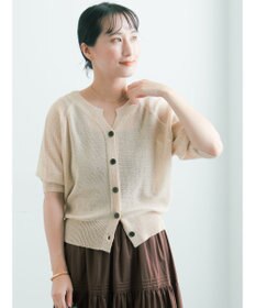 Te chichi 【2WAY/マシンウォッシャブル】ペーパータッチハーフスリーブニット