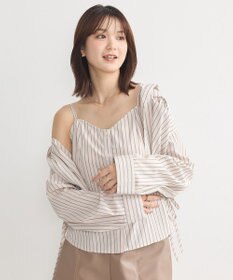 earth music&ecology Ｓｅｔ２点　ドロストショートシャツ＋キャミブラウス