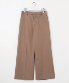 自由区 L 【接触冷感・洗える】コットンサテンストレッチクロップド丈ワイド パンツ