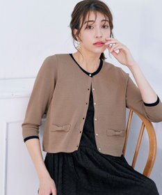 Tiaclasse 【洗える】フェイクリボンポケット付きカーディガン