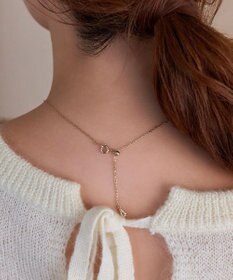 Phoebe 【金属アレルギー対応】ラディアンスビジューYラインネックレス　ゴールド