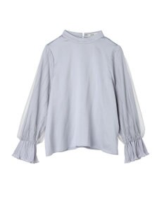 earth music&ecology チュール袖スタンドカラートップス