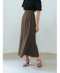 YECCA VECCA レーヨンリネンドットマーメイドスカート