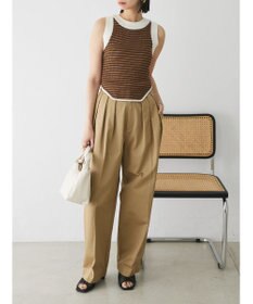 Green Parks デザインヘム配色ニットタンクトップ