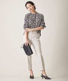 ICB 【WEB限定カラーあり・速乾・洗える】BackSatinAmunzen バンドカラーブラウス