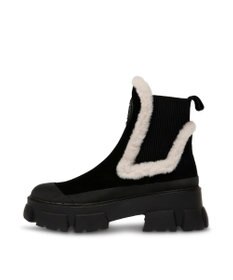 STEVE MADDEN TOWNSHIP 厚底サイドゴアムートンブーツ