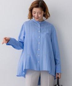 23区 【先行予約】ドビーストライプ バックタック フレアブラウス