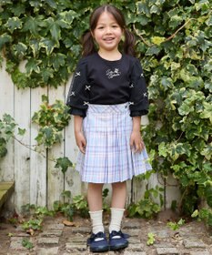 ANY KIDS リボン×チュール 七分袖Tシャツ