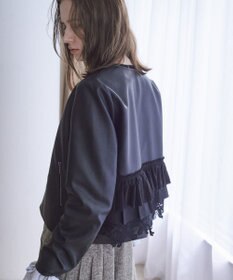 YECCA VECCA バックフリルライダースジャケット