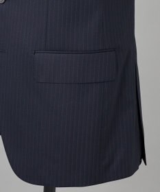 GOTAIRIKU 横に伸びる【TasmaniaWool/タマニアウール】ストレッチ スーツ（ネイビーストライプ）