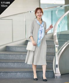 Tiaclasse 【洗える】 麻調Aラインシャツワンピース