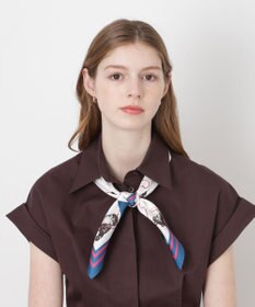 MOONBAT PAUL&JOE ACCESSOIRES(ポール & ジョー) シルクスカーフ 空 オーステルリッツ記念柱 ネコと毛糸 気球 65cm×65cm 手洗いOK