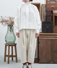 muuc 〈多彩な着方が叶う〉〈衿立て＆衿折り〉〈遠州織物の工場で織られた上質なコットン100%生地〉リボン紐付き多様衿 羽織り＆シャツ