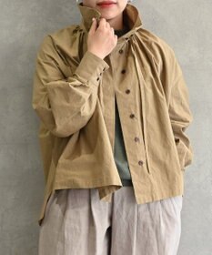 muuc 〈多彩な着方が叶う〉〈衿立て＆衿折り〉〈遠州織物の工場で織られた上質なコットン100%生地〉リボン紐付き多様衿 羽織り＆シャツ