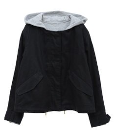 earth music&ecology パーカー付きミリタリーブルゾン