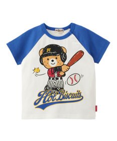 MIKI HOUSE HOT BISCUITS 【家族でおそろい】【80-120cm】ベースボールデザイン ラグラン半袖Tシャツ