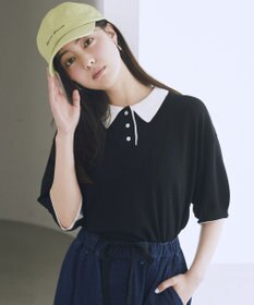 earth music&ecology バイカラーポロニット