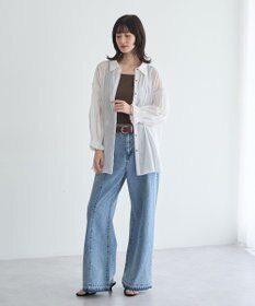 YECCA VECCA 綿麻シアーボリュームギャザーシャツ