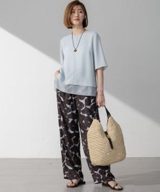 23区 【吸水速乾/UVカット/接触冷感】ストレッチジョーゼット シアーコンビ カットソー