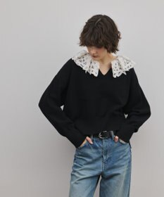 GRACE CONTINENTAL レースカラーニットトップ