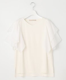 自由区 【XSサイズ~/洗える】ドレーピーポンチラッフルスリーブ カットソー