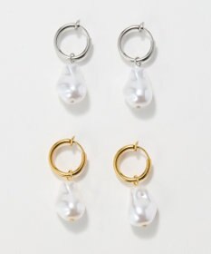 Phoebe 〈金属アレルギー対応〉バランスバロックパールフープイヤリング　ゴールド/ステンレス/大ぶり/存在感◎/主役級