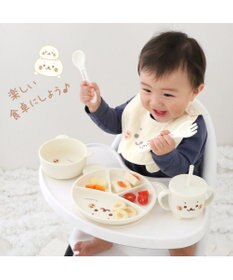 Mother garden しろたん シリコン ベビー食器セット   箱入り《顔ぼん柄》