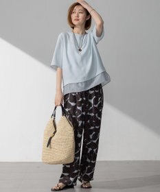 23区 【吸水速乾/UVカット/接触冷感】ストレッチジョーゼット シアーコンビ カットソー