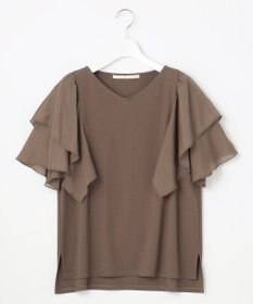 自由区 【XSサイズ~/洗える】ドレーピーポンチラッフルスリーブ カットソー