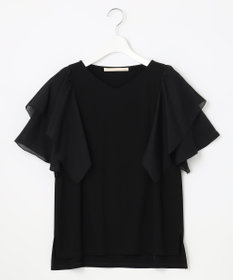 自由区 【XSサイズ~/洗える】ドレーピーポンチラッフルスリーブ カットソー