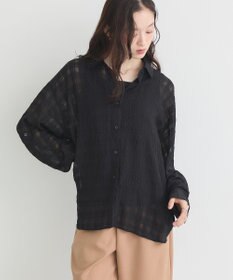 earth music&ecology シャドーチェックシャツ