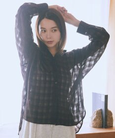 earth music&ecology シャドーチェックシャツ