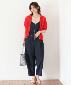 Green Parks 襟付きメッシュ編みＺＩＰカーディガン