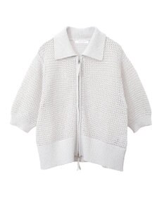 Green Parks 襟付きメッシュ編みＺＩＰカーディガン