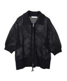 Green Parks 襟付きメッシュ編みＺＩＰカーディガン