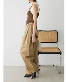 Green Parks デザインヘム配色ニットタンクトップ