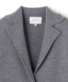 BEIGE， CHICORA / レザーポケット付きウールニットジャケット