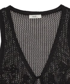 earth music&ecology フラワー刺繍メッシュベスト